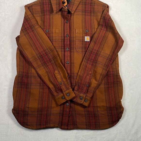 Carhartt Women's Loose Fit Heavyweight Twill Shirt Jacket Brown Sz‎ Medium NWT - Picture 7 of 10